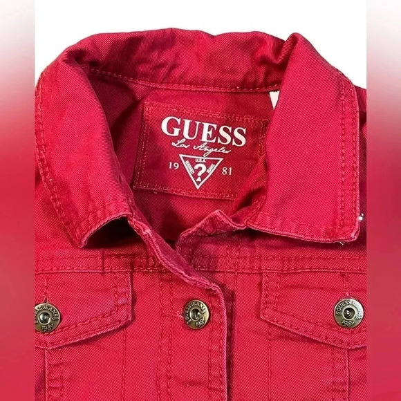 Guess Red jean Jacket Size  M 10-12 - Picture 2 of 8